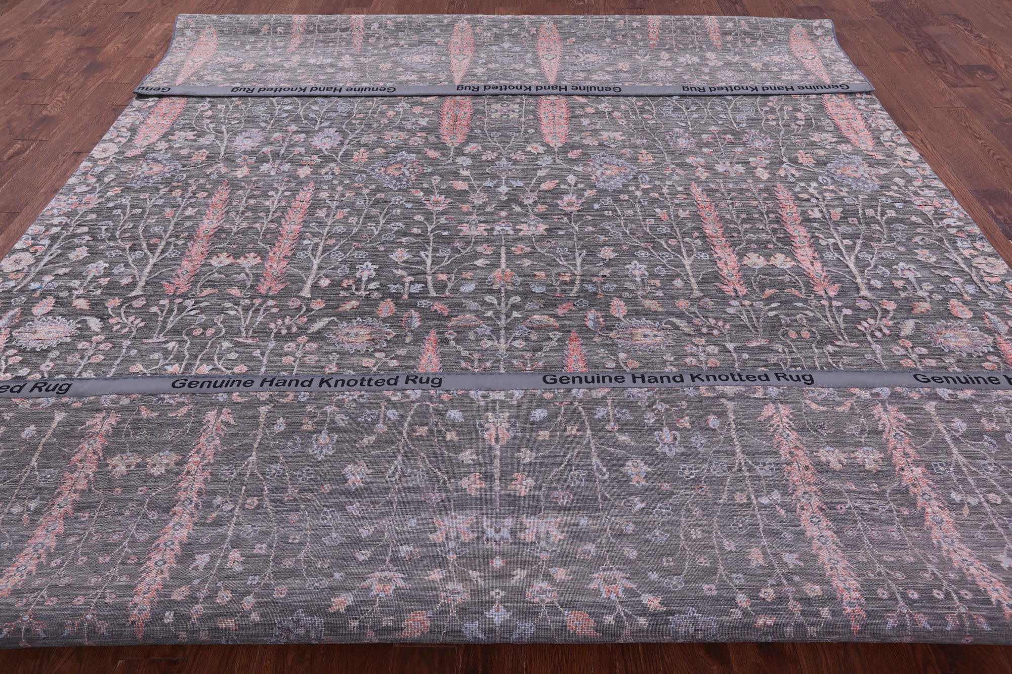 Grey Persian Ziegler Hand Knotted Wool & Silk Rug - 9' 11" X 14' 2" - Golden Nile