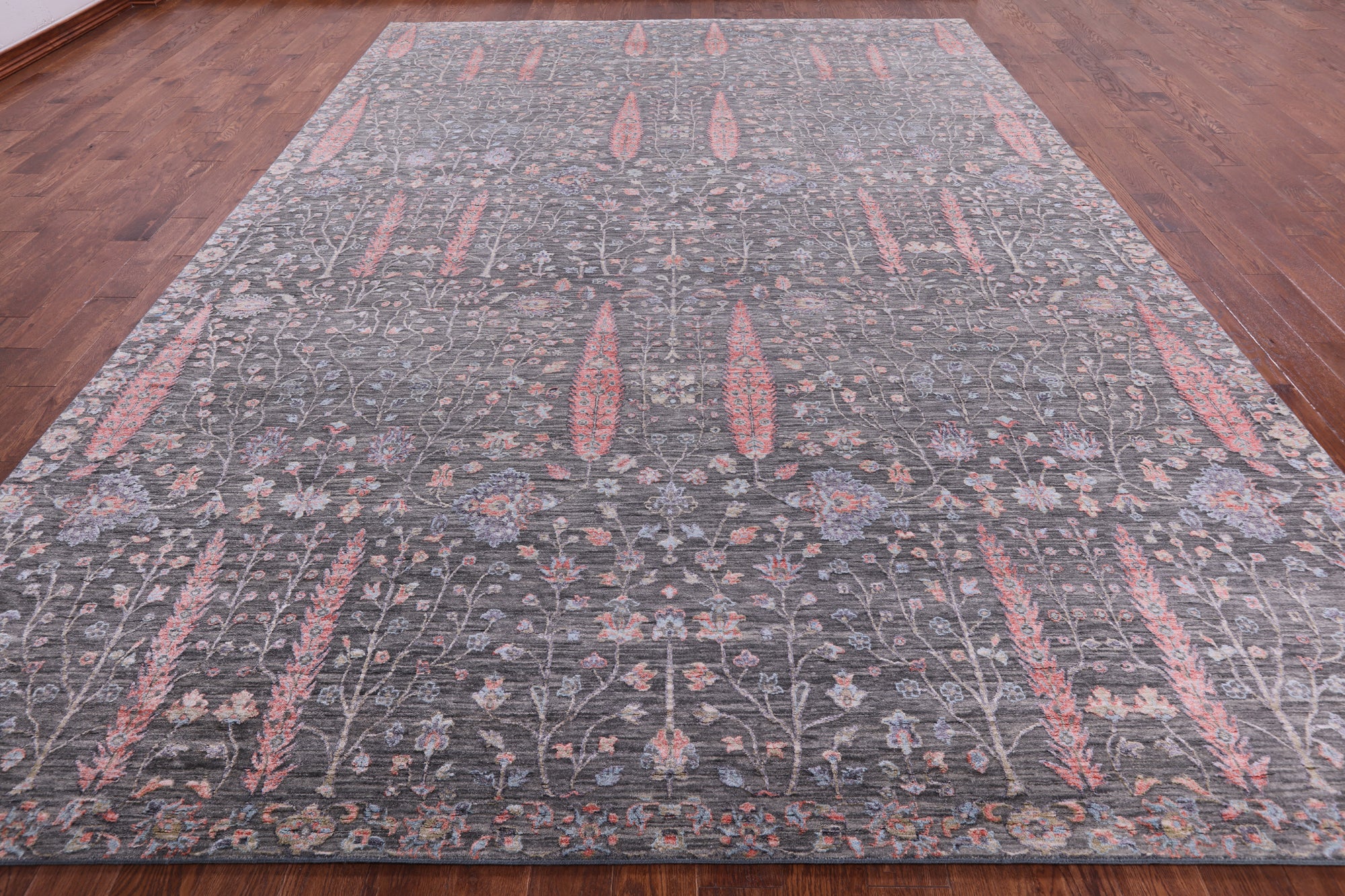Grey Persian Ziegler Hand Knotted Wool & Silk Rug - 9' 11" X 14' 2" - Golden Nile