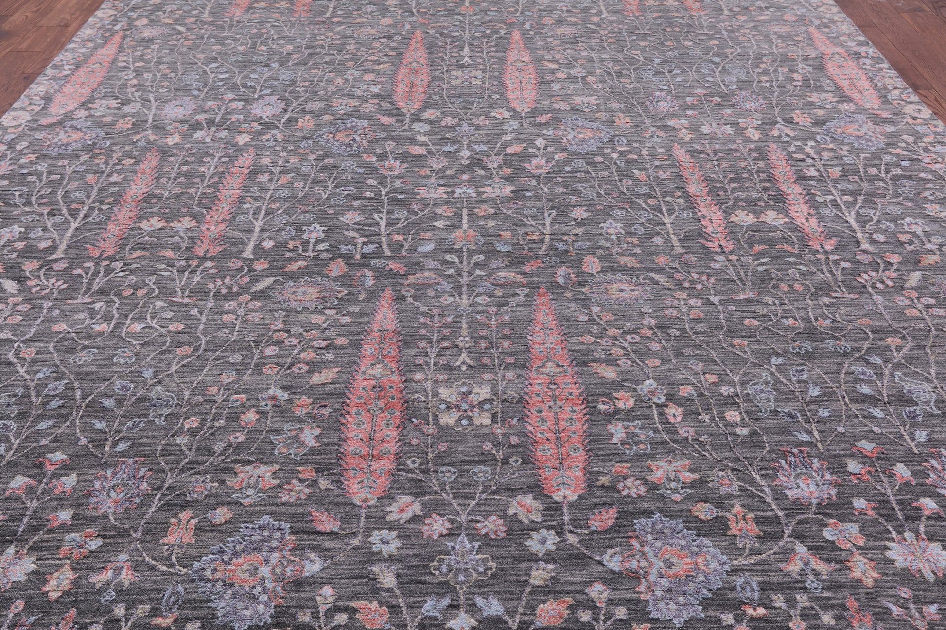 Grey Persian Ziegler Hand Knotted Wool & Silk Rug - 9' 11" X 14' 2" - Golden Nile