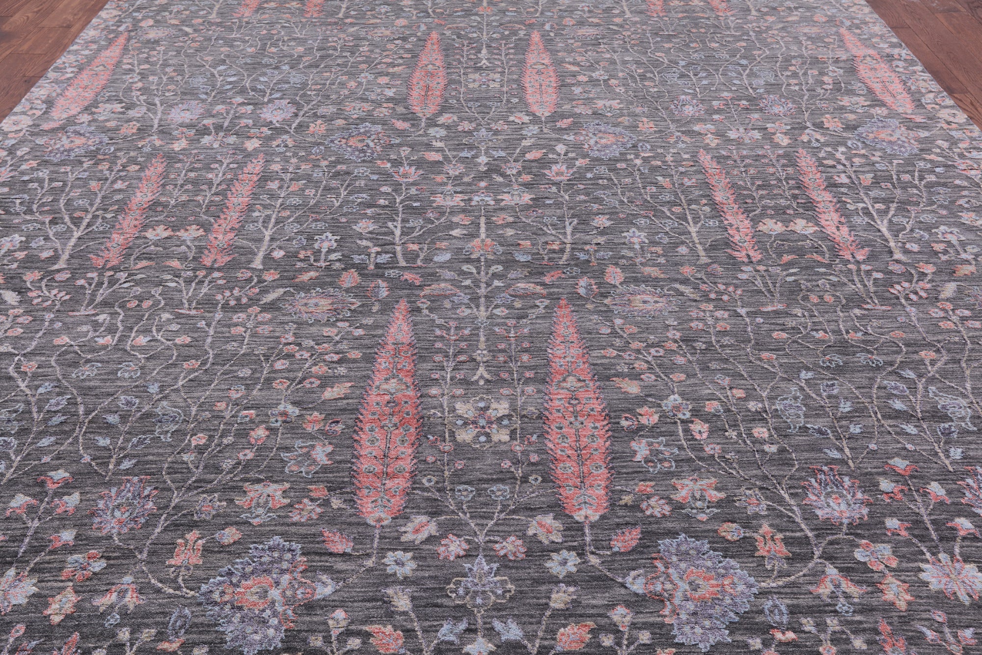 Grey Persian Ziegler Hand Knotted Wool & Silk Rug - 9' 11" X 14' 2" - Golden Nile