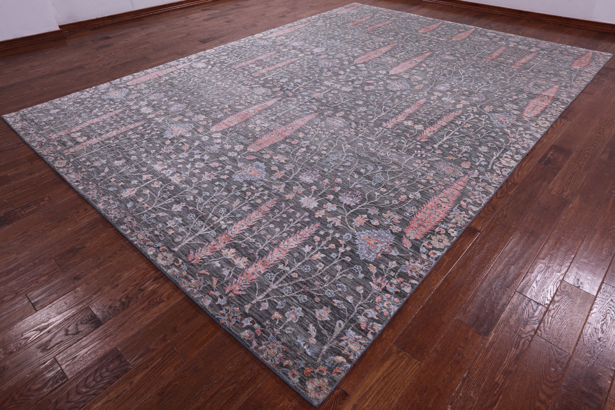 Grey Persian Ziegler Hand Knotted Wool & Silk Rug - 9' 11" X 14' 2" - Golden Nile