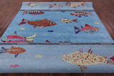 Blue Fish Design Persian Gabbeh Handmade Wool Rug - 8' 11" X 12' 5" - Golden Nile