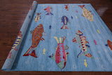 Blue Fish Design Persian Gabbeh Handmade Wool Rug - 8' 11" X 12' 5" - Golden Nile