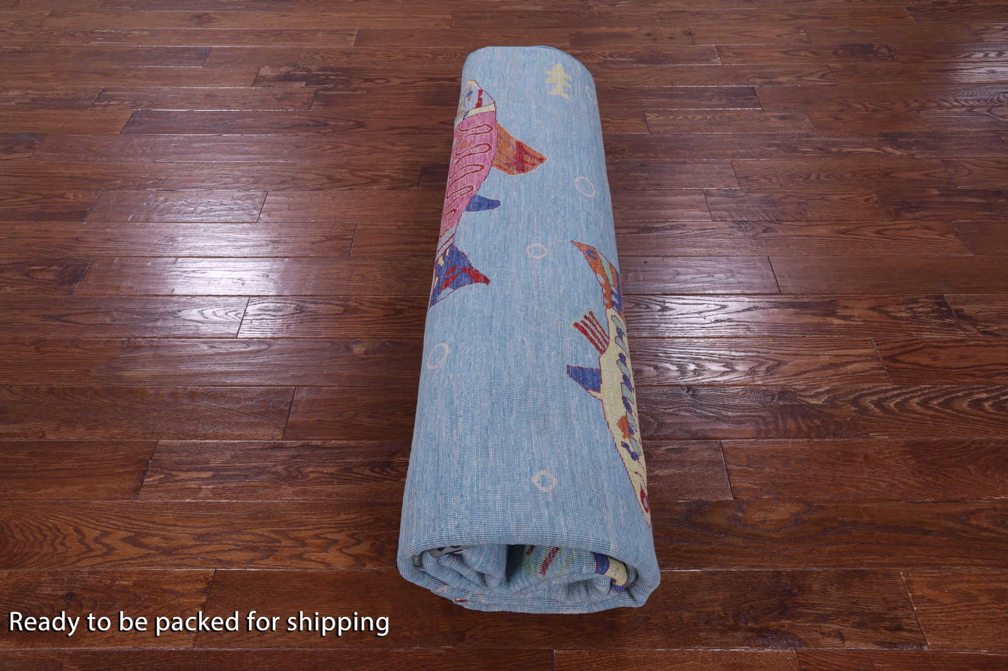 Blue Fish Design Persian Gabbeh Handmade Wool Rug - 8' 11" X 12' 5" - Golden Nile