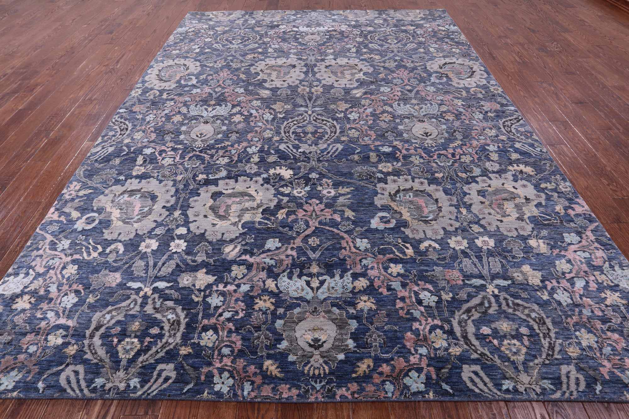 Grey Persian Hand Knotted Wool & Silk Rug - 8' 10" X 11' 11" - Golden Nile