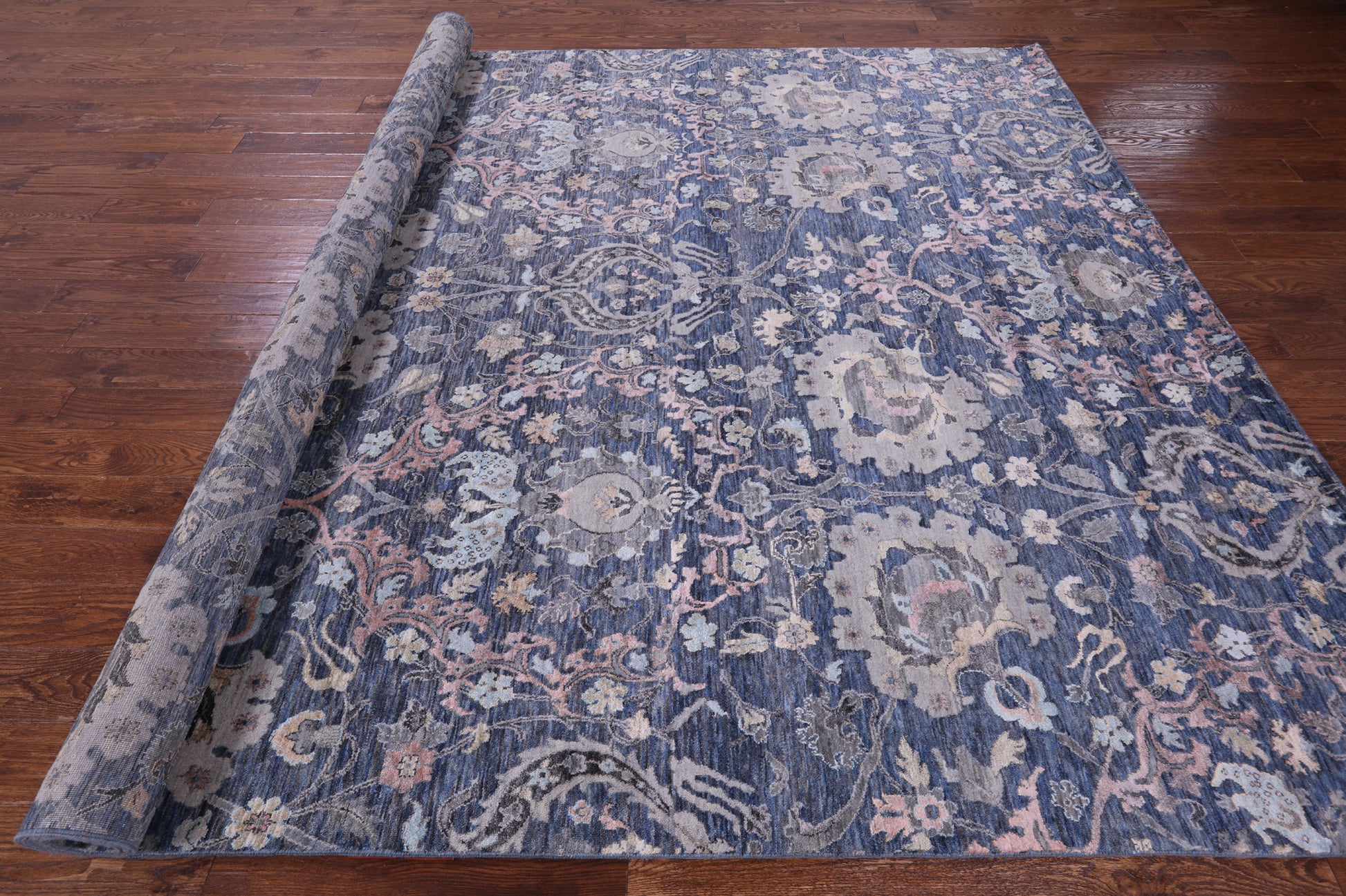 Grey Persian Hand Knotted Wool & Silk Rug - 8' 10" X 11' 11" - Golden Nile