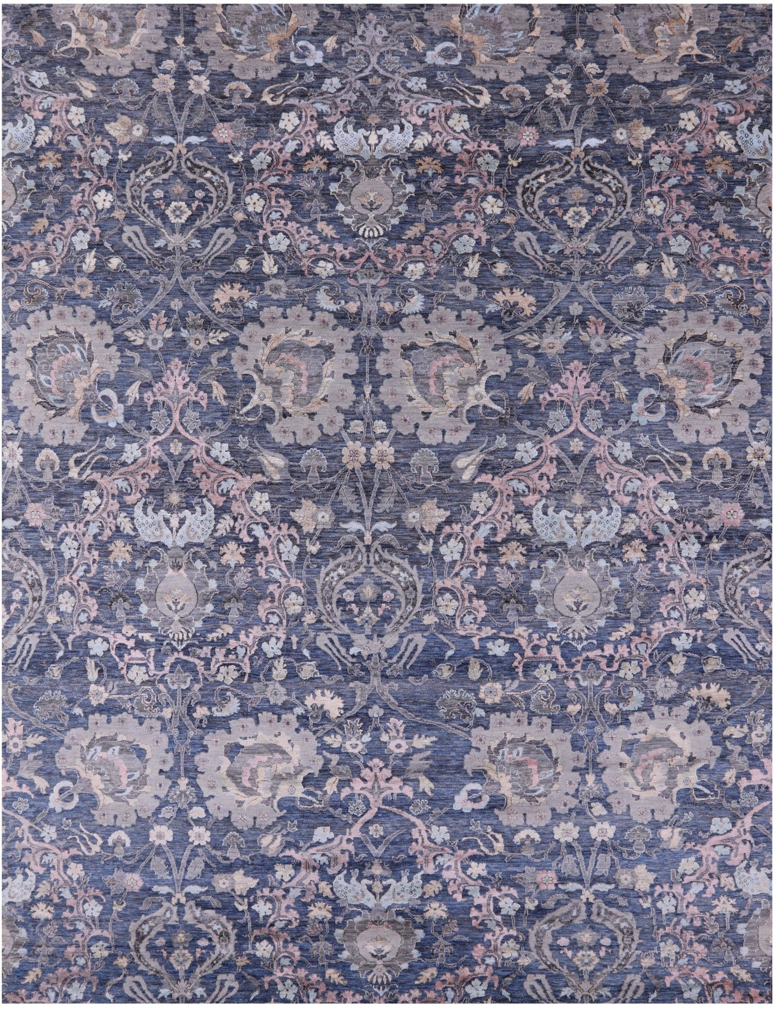 Grey Persian Hand Knotted Wool & Silk Rug - 8' 10" X 11' 11" - Golden Nile