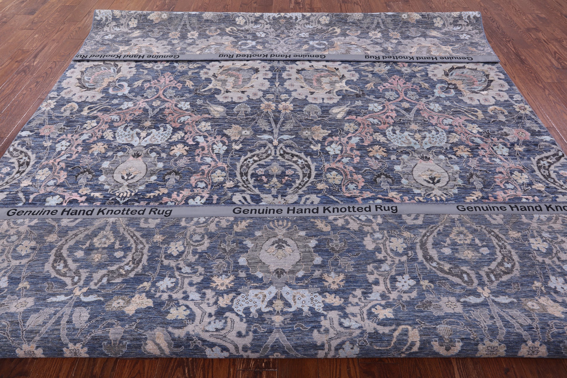Grey Persian Hand Knotted Wool & Silk Rug - 8' 10" X 11' 11" - Golden Nile