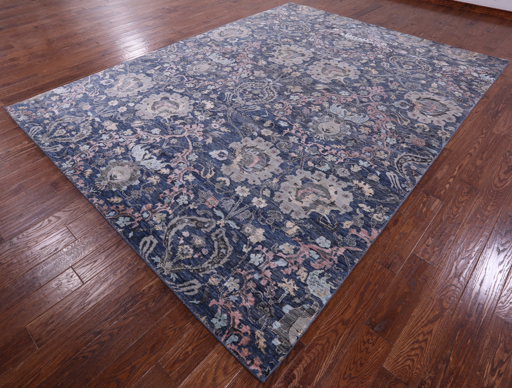 Grey Persian Hand Knotted Wool & Silk Rug - 8' 10" X 11' 11" - Golden Nile