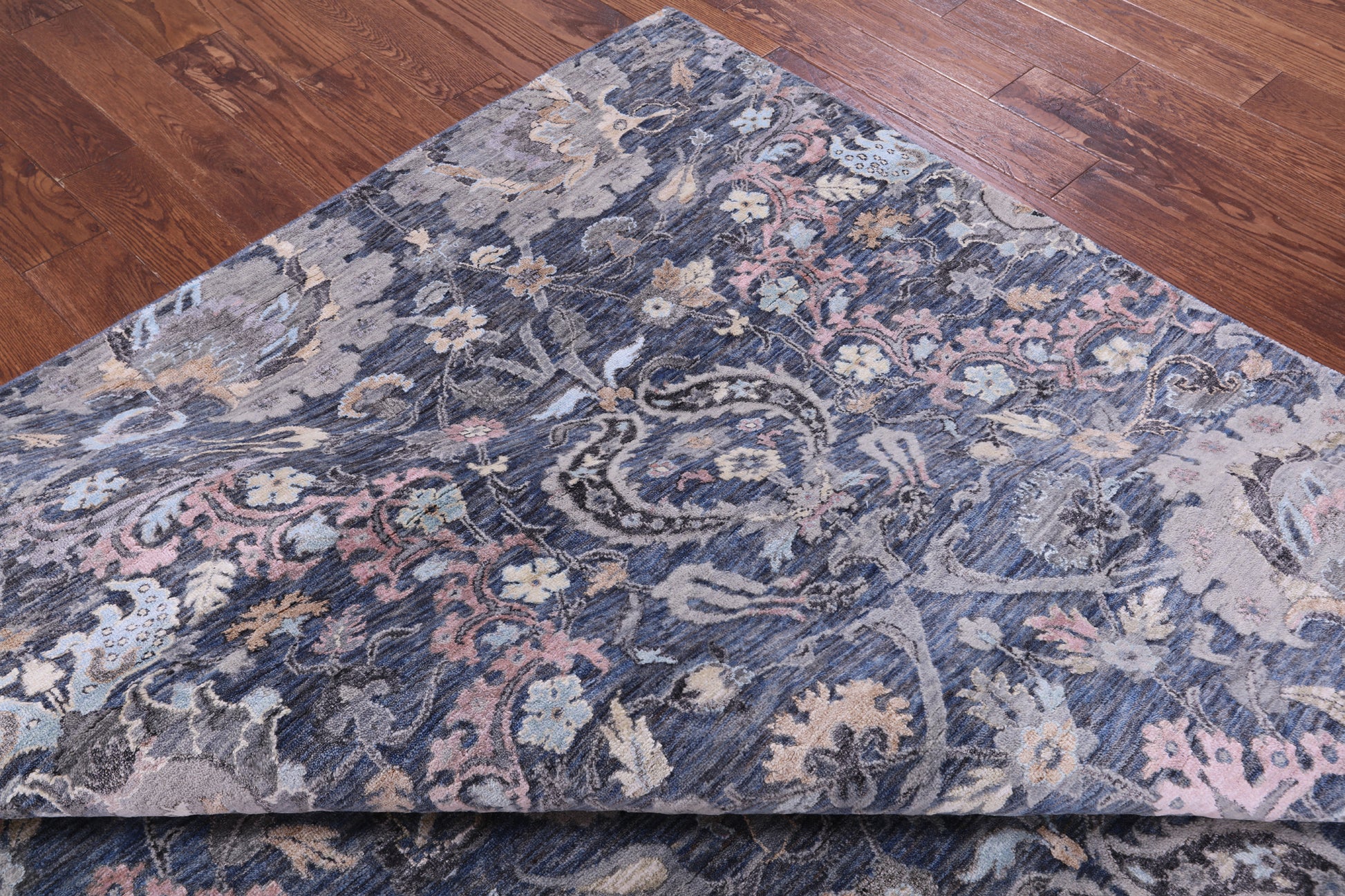 Grey Persian Hand Knotted Wool & Silk Rug - 8' 10" X 11' 11" - Golden Nile