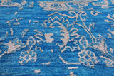 Blue Round Persian Hand Knotted Wool & Silk Rug - 8' 2" X 8' 2" - Golden Nile