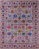 Grey Persian Hand Knotted Wool & Silk Rug - 9' 2" X 11' 8" - Golden Nile