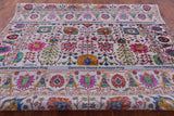 Grey Persian Hand Knotted Wool & Silk Rug - 9' 2" X 11' 8" - Golden Nile