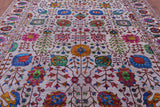 Grey Persian Hand Knotted Wool & Silk Rug - 9' 2" X 11' 8" - Golden Nile