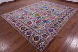 Grey Persian Hand Knotted Wool & Silk Rug - 9' 2" X 11' 8" - Golden Nile