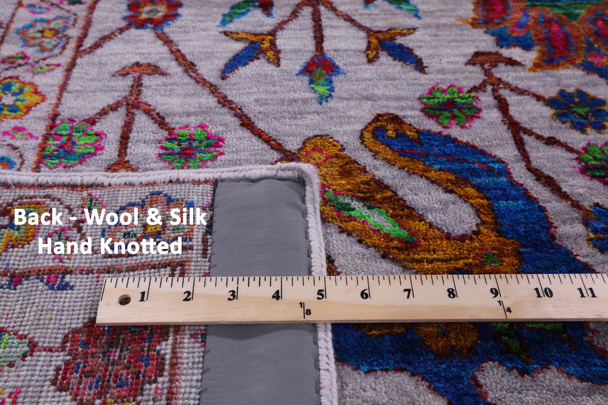 Grey Persian Hand Knotted Wool & Silk Rug - 9' 2" X 11' 8" - Golden Nile