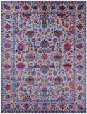 Grey Persian Hand Knotted Wool & Silk Rug - 9' 1" X 12' 2" - Golden Nile