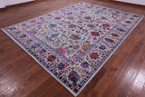 Grey Persian Hand Knotted Wool & Silk Rug - 9' 1" X 12' 2" - Golden Nile