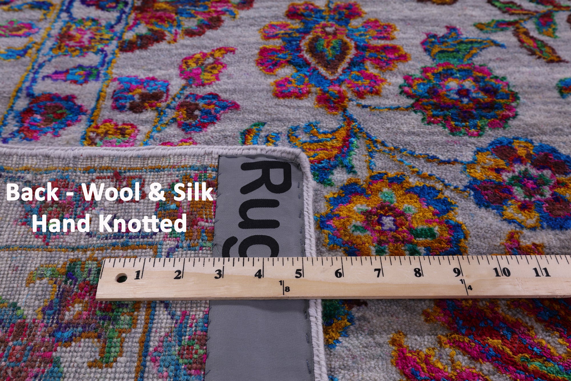 Grey Persian Hand Knotted Wool & Silk Rug - 9' 1" X 12' 2" - Golden Nile