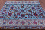 Blue Persian Handmade Wool & Silk Rug - 8' 0" X 10' 2" - Golden Nile