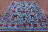 Blue Persian Handmade Wool & Silk Rug - 8' 0" X 10' 2" - Golden Nile