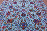 Blue Persian Handmade Wool & Silk Rug - 8' 0" X 10' 2" - Golden Nile