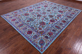 Blue Persian Handmade Wool & Silk Rug - 8' 0" X 10' 2" - Golden Nile