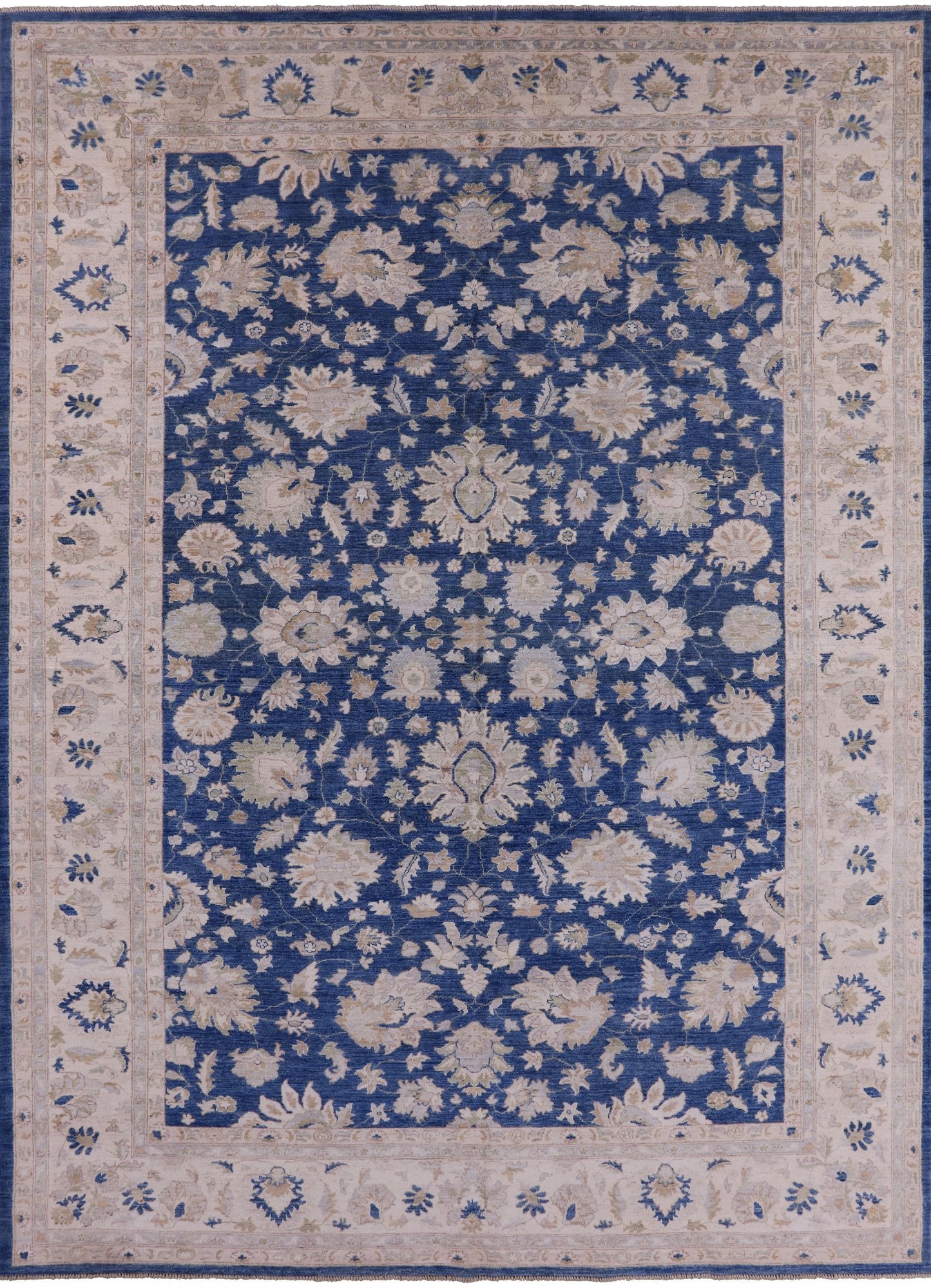 Blue Peshawar Hand Knotted Wool Area Rug - 10' 3" X 13' 9" - Golden Nile