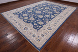Blue Peshawar Hand Knotted Wool Area Rug - 10' 3" X 13' 9" - Golden Nile