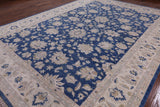 Blue Peshawar Hand Knotted Wool Area Rug - 10' 3" X 13' 9" - Golden Nile