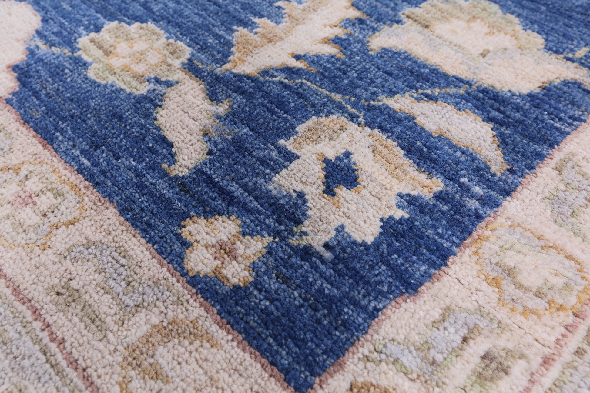 Blue Peshawar Hand Knotted Wool Area Rug - 10' 3" X 13' 9" - Golden Nile