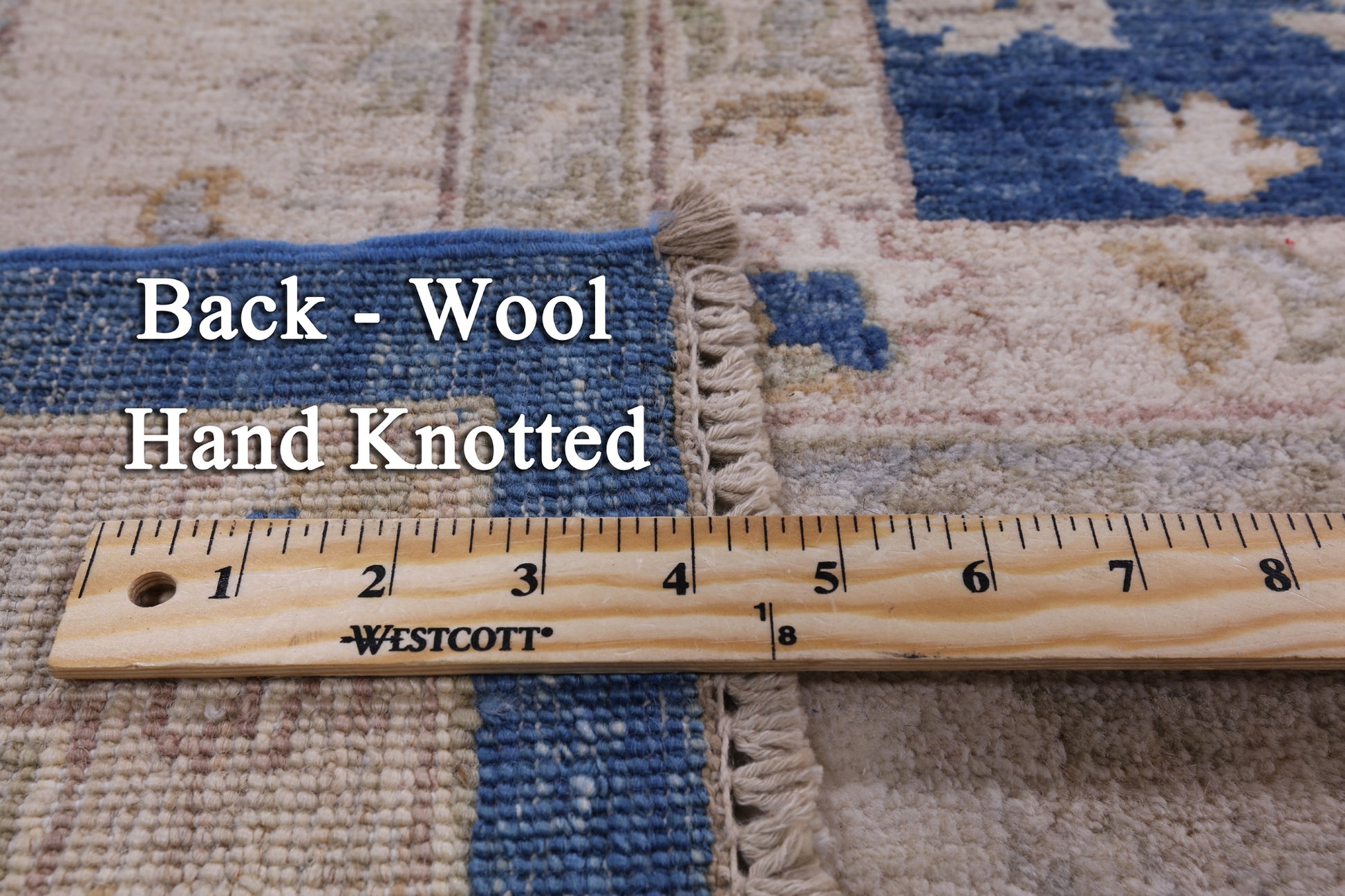 Blue Peshawar Hand Knotted Wool Area Rug - 10' 3" X 13' 9" - Golden Nile