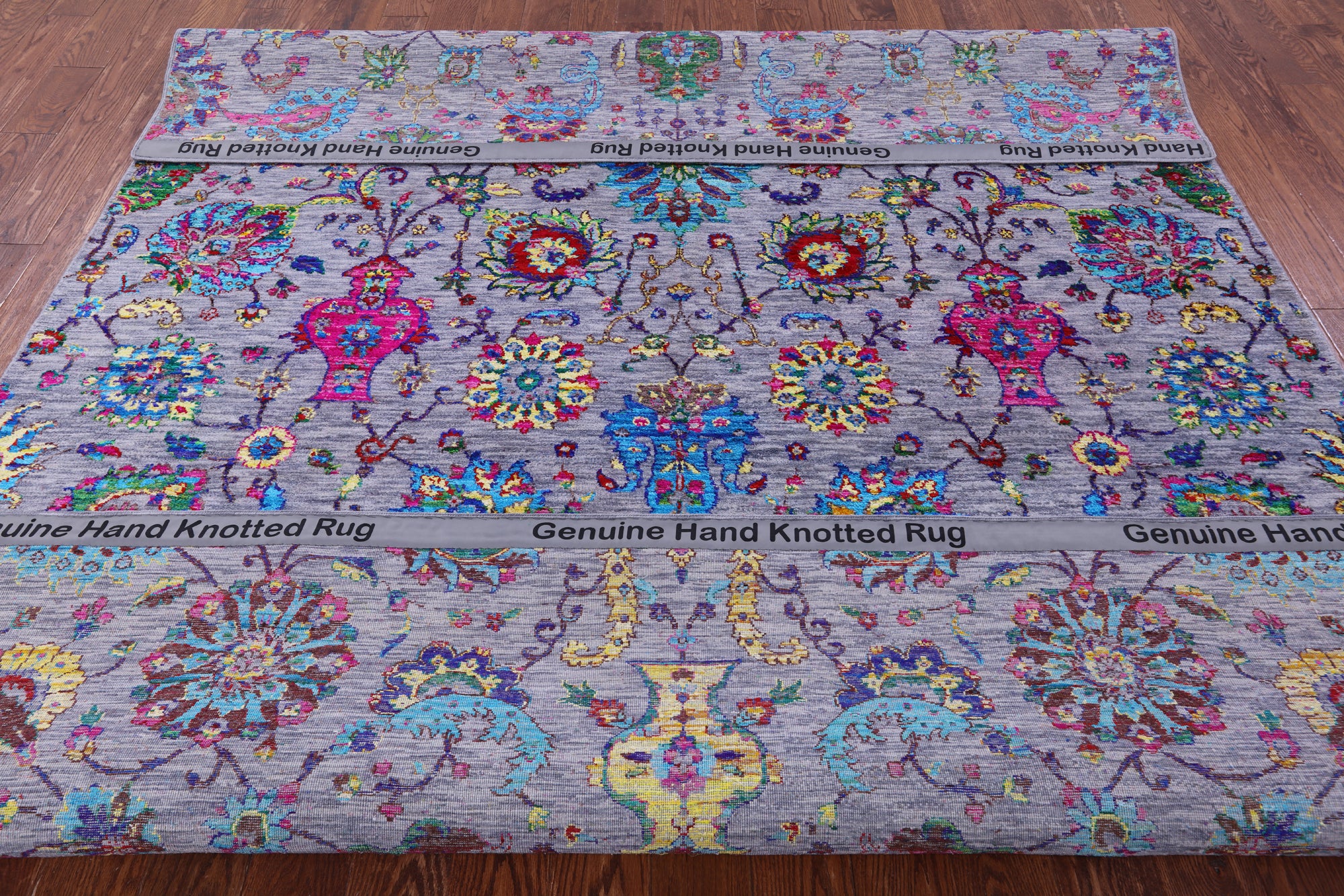 Grey Persian Hand Knotted Wool & Silk Rug - 8' 1" X 10' 1" - Golden Nile