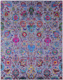 Grey Persian Hand Knotted Wool & Silk Rug - 8' 1" X 10' 1" - Golden Nile