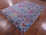 Grey Persian Hand Knotted Wool & Silk Rug - 8' 1" X 10' 1" - Golden Nile