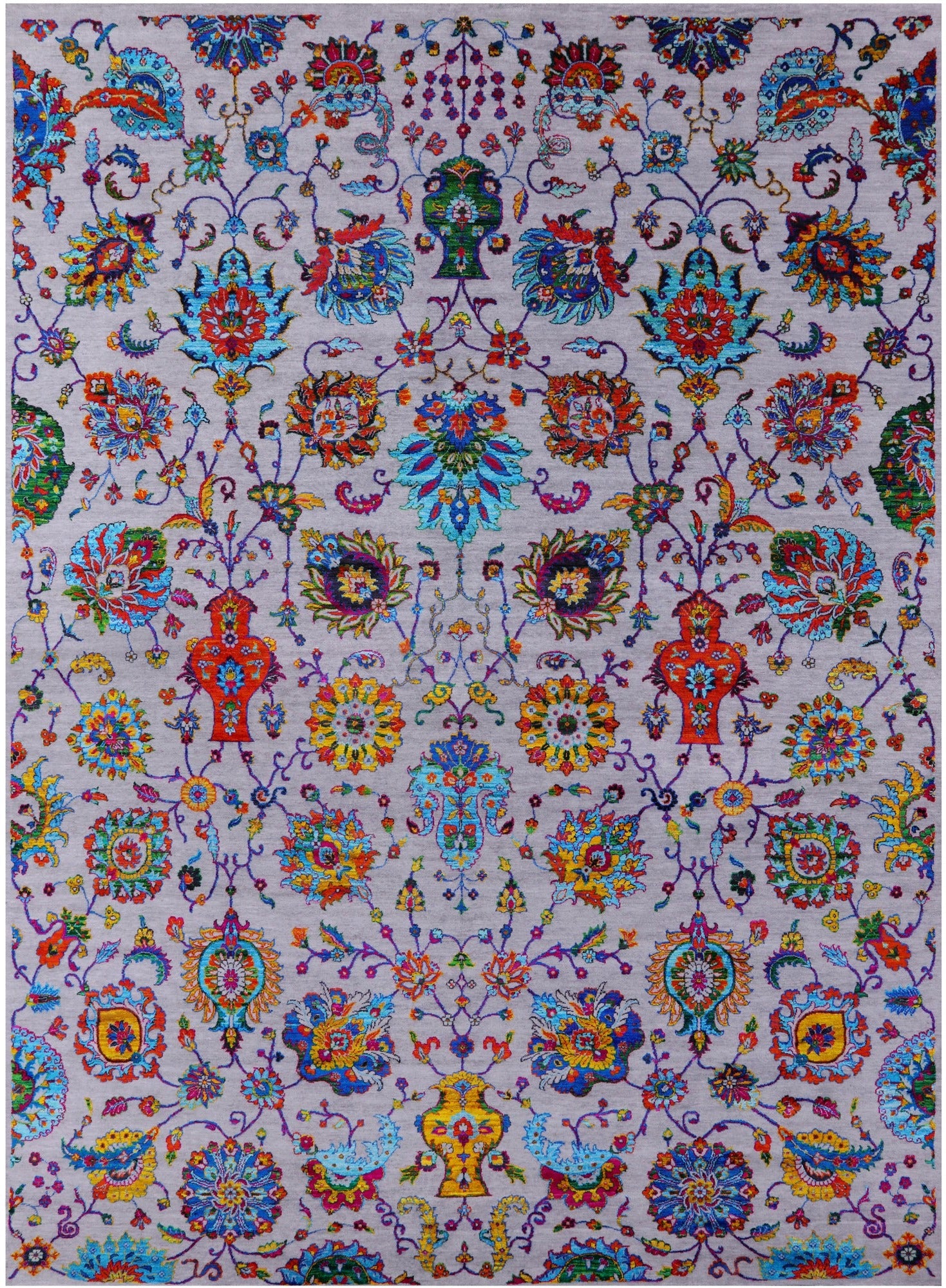 Grey Persian Handmade Wool & Silk Rug - 9' 10" X 14' 4" - Golden Nile