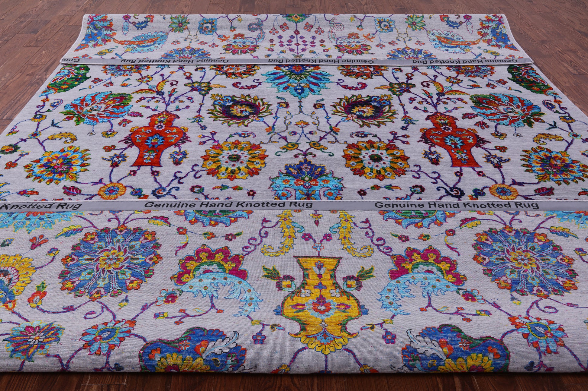 Grey Persian Handmade Wool & Silk Rug - 9' 10" X 14' 4" - Golden Nile