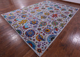 Grey Persian Handmade Wool & Silk Rug - 9' 10" X 14' 4" - Golden Nile