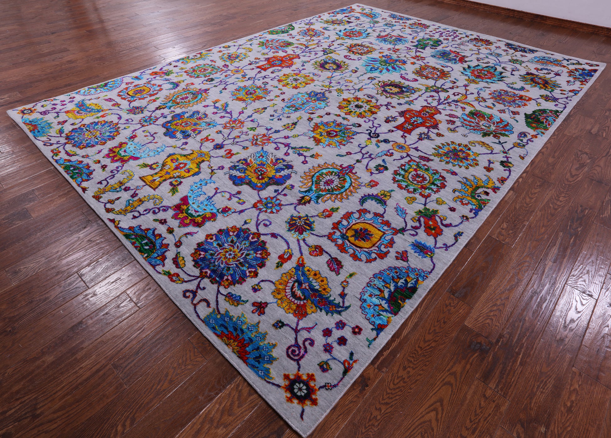 Grey Persian Handmade Wool & Silk Rug - 9' 10" X 14' 4" - Golden Nile