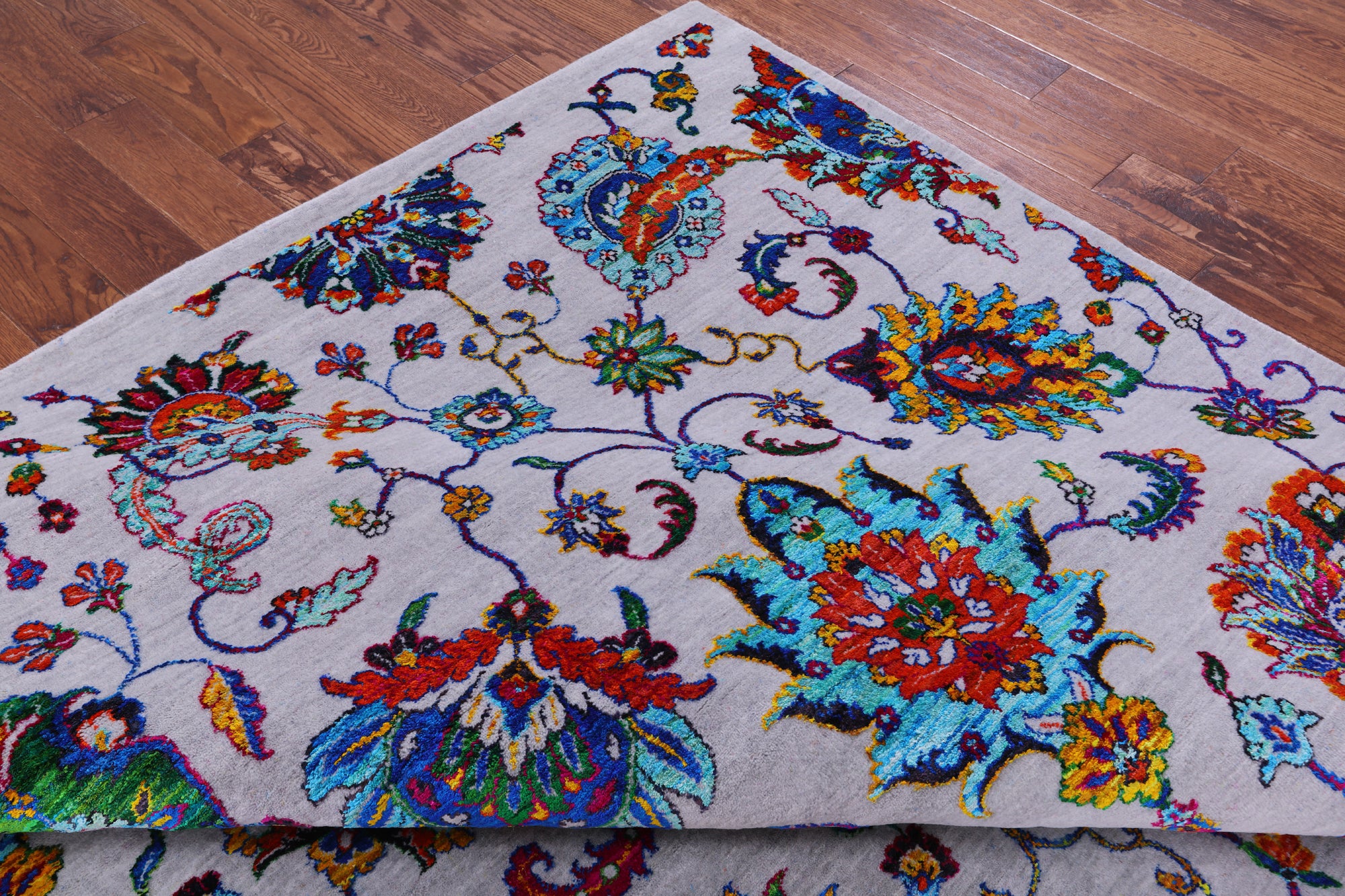Grey Persian Handmade Wool & Silk Rug - 9' 10" X 14' 4" - Golden Nile