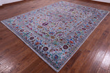 Grey Persian Fine Serapi Handmade Wool & Silk Rug - 9' 1" X 11' 11" - Golden Nile