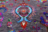 Grey Persian Hand Knotted Wool & Silk Rug - 7' 11" X 10' 3" - Golden Nile