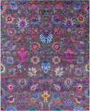 Grey Persian Hand Knotted Wool & Silk Rug - 7' 11" X 10' 3" - Golden Nile