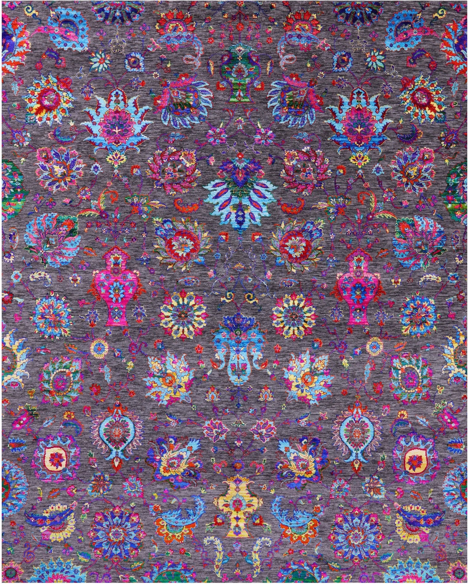 Grey Persian Hand Knotted Wool & Silk Rug - 7' 11" X 10' 3" - Golden Nile