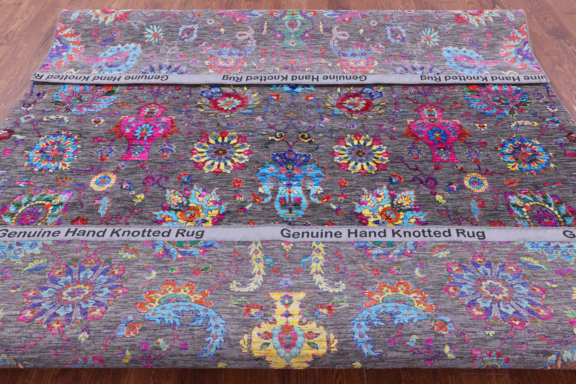 Grey Persian Hand Knotted Wool & Silk Rug - 7' 11" X 10' 3" - Golden Nile