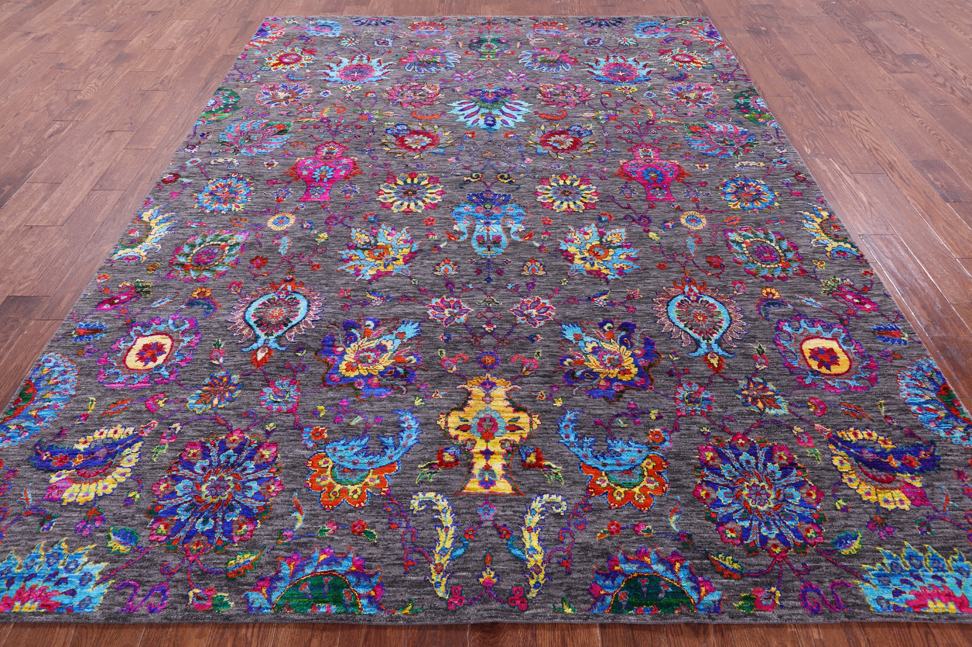Grey Persian Hand Knotted Wool & Silk Rug - 7' 11" X 10' 3" - Golden Nile
