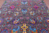 Grey Persian Hand Knotted Wool & Silk Rug - 7' 11" X 10' 3" - Golden Nile
