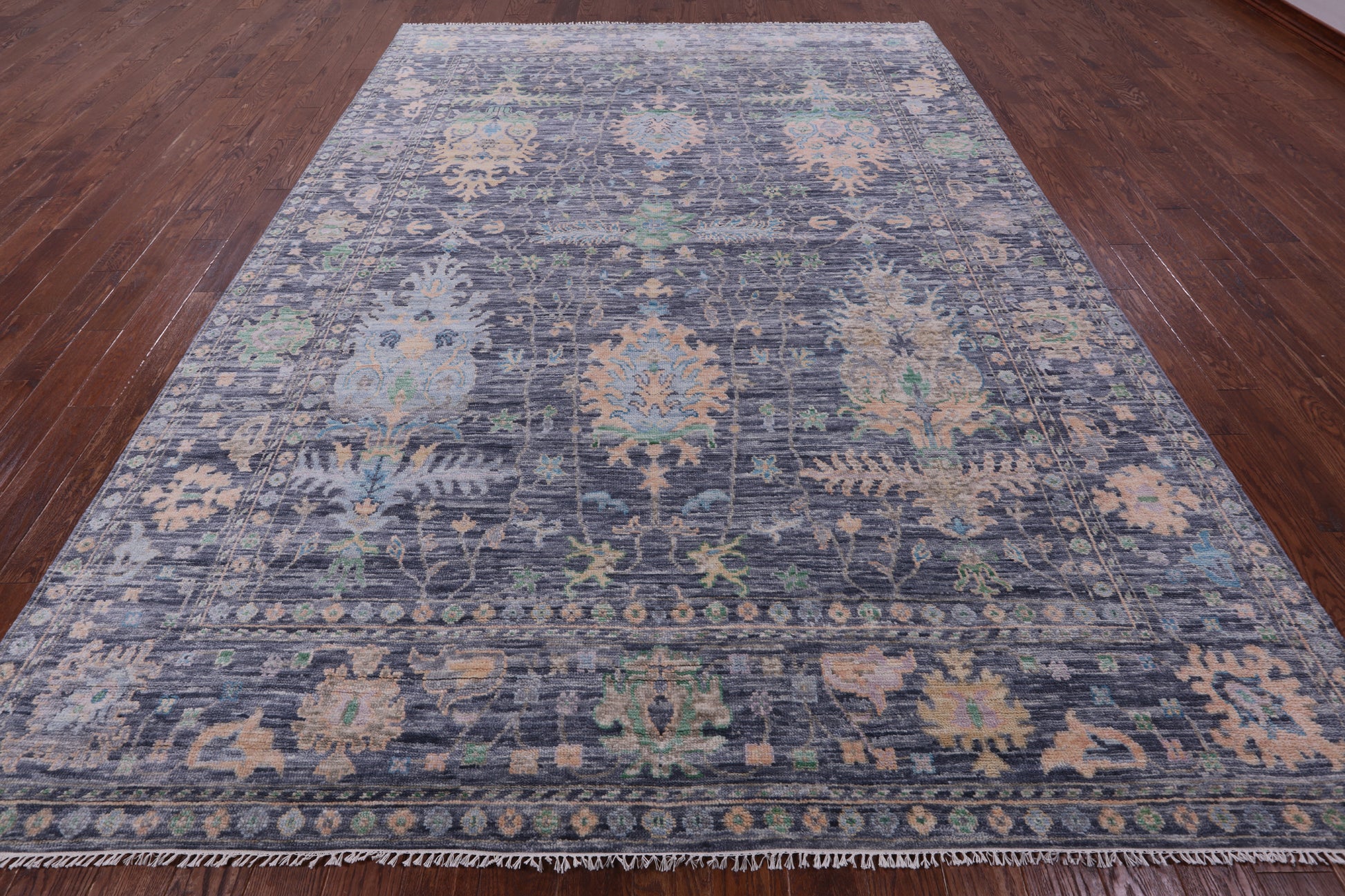 Grey Turkish Oushak Hand Knotted Wool Rug - 8' 11" X 12' 5" - Golden Nile