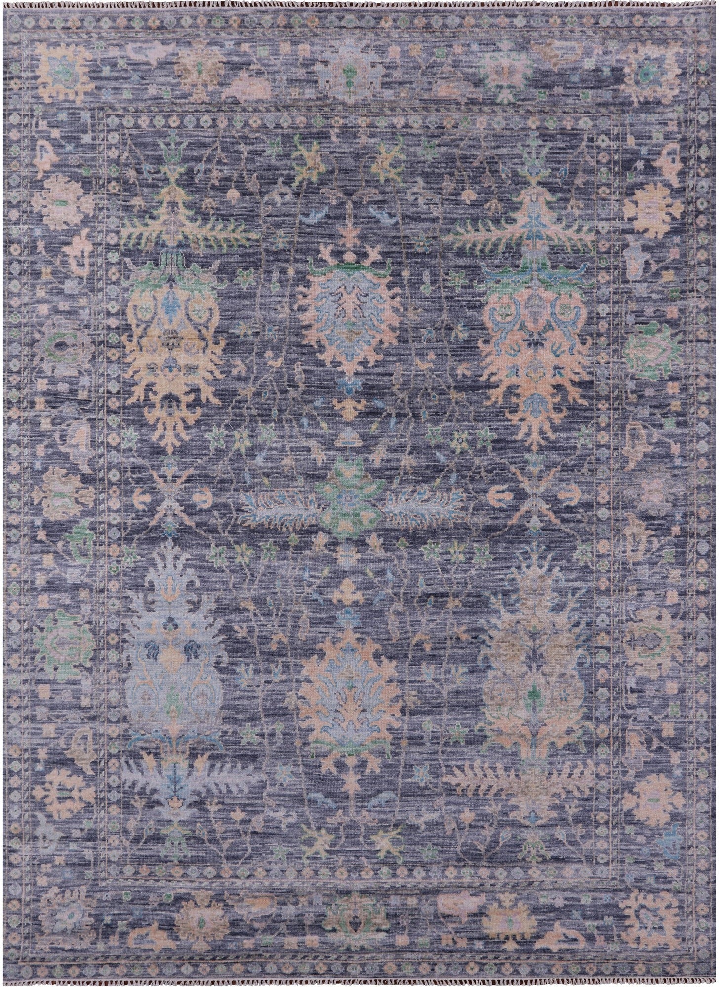 Grey Turkish Oushak Hand Knotted Wool Rug - 8' 11" X 12' 5" - Golden Nile