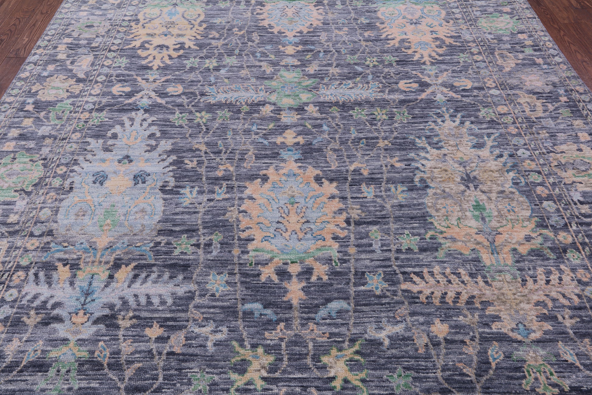 Grey Turkish Oushak Hand Knotted Wool Rug - 8' 11" X 12' 5" - Golden Nile
